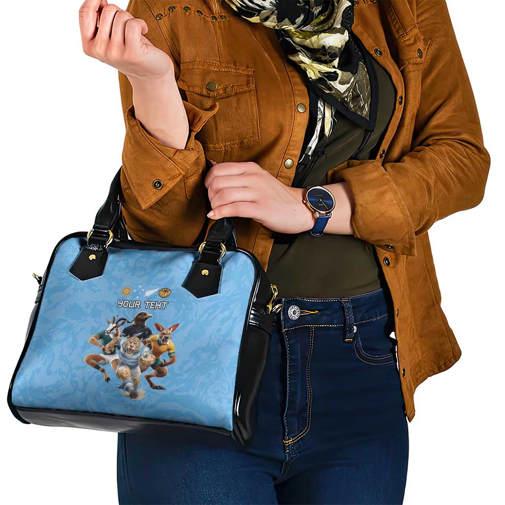 Custom Rugby Southern Hemisphere Shoulder Handbag Argentina AUNZ South Africa Mascot Blue - Wonder Print Shop