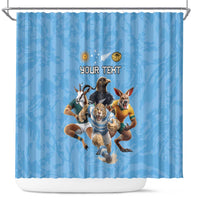 Custom Rugby Southern Hemisphere Shower Curtain Argentina AUNZ South Africa Mascot Blue - Wonder Print Shop