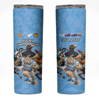 Custom Rugby Southern Hemisphere Skinny Tumbler Argentina AUNZ South Africa Mascot Blue - Wonder Print Shop