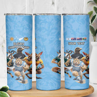 Custom Rugby Southern Hemisphere Skinny Tumbler Argentina AUNZ South Africa Mascot Blue - Wonder Print Shop