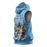 Custom Rugby Southern Hemisphere Sleeveless Hoodie Argentina AUNZ South Africa Mascot Blue - Wonder Print Shop