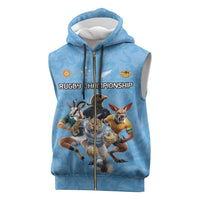 Custom Rugby Southern Hemisphere Sleeveless Zip Hoodie Argentina AUNZ South Africa Mascot Blue - Wonder Print Shop