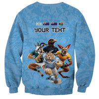 Custom Rugby Southern Hemisphere Sweatshirt Argentina AUNZ South Africa Mascot Blue - Wonder Print Shop