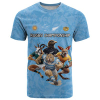 Custom Rugby Southern Hemisphere T Shirt Argentina AUNZ South Africa Mascot Blue - Wonder Print Shop