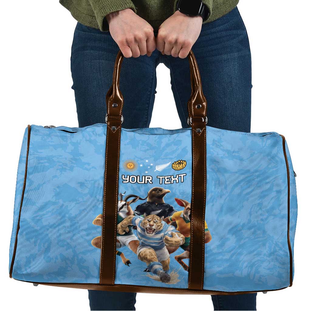 Custom Rugby Southern Hemisphere Travel Bag Argentina AUNZ South Africa Mascot Blue - Wonder Print Shop