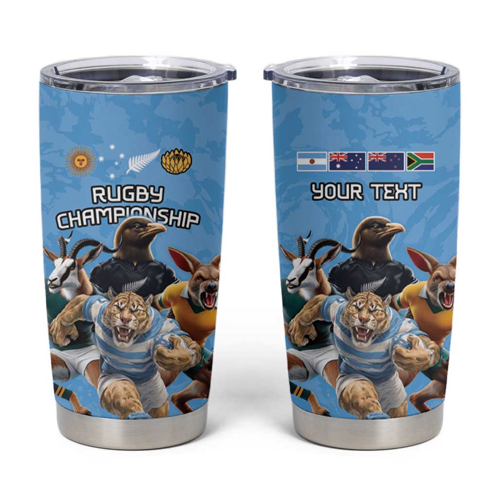 Custom Rugby Southern Hemisphere Tumbler Cup Argentina AUNZ South Africa Mascot Blue - Wonder Print Shop