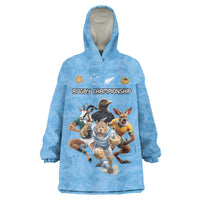 Custom Rugby Southern Hemisphere Wearable Blanket Hoodie Argentina AUNZ South Africa Mascot Blue - Wonder Print Shop