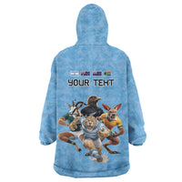 Custom Rugby Southern Hemisphere Wearable Blanket Hoodie Argentina AUNZ South Africa Mascot Blue - Wonder Print Shop