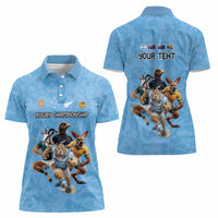 Custom Rugby Southern Hemisphere Women Polo Shirt Argentina AUNZ South Africa Mascot Blue - Wonder Print Shop