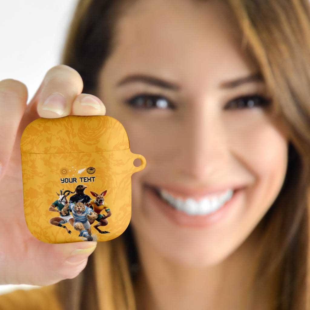 Custom Rugby Southern Hemisphere AirPods Case Argentina AUNZ South Africa Mascot Gold - Wonder Print Shop