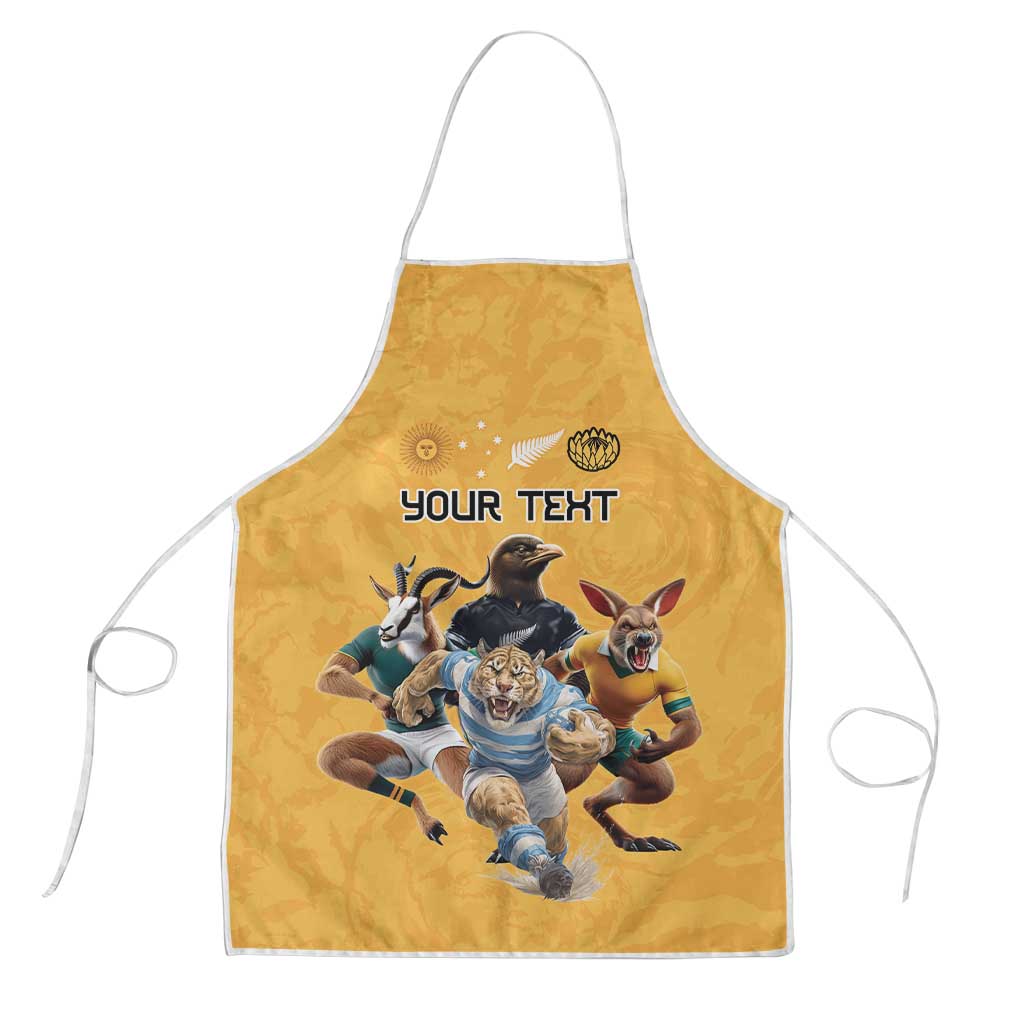Custom Rugby Southern Hemisphere Apron Argentina AUNZ South Africa Mascot Gold - Wonder Print Shop
