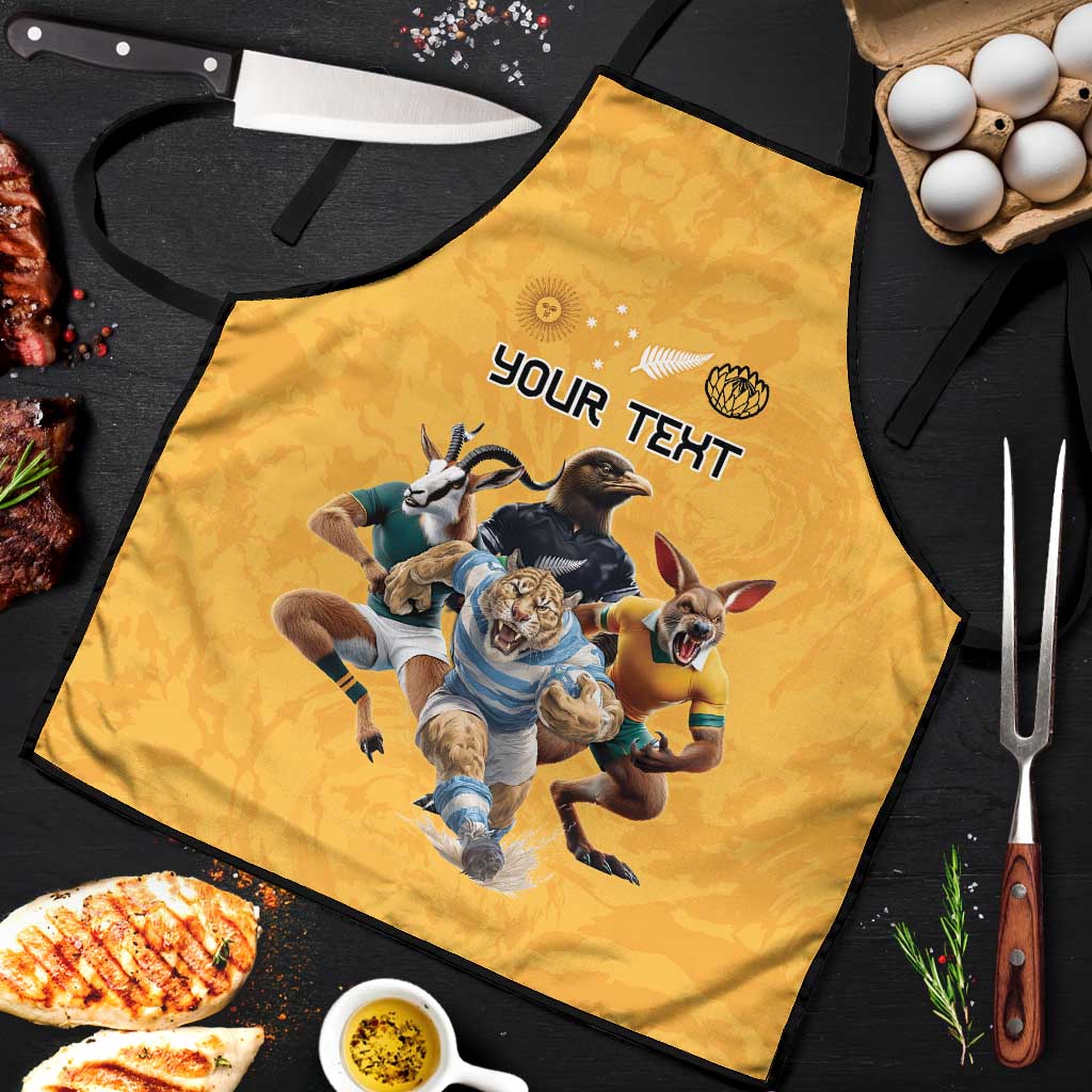 Custom Rugby Southern Hemisphere Apron Argentina AUNZ South Africa Mascot Gold - Wonder Print Shop
