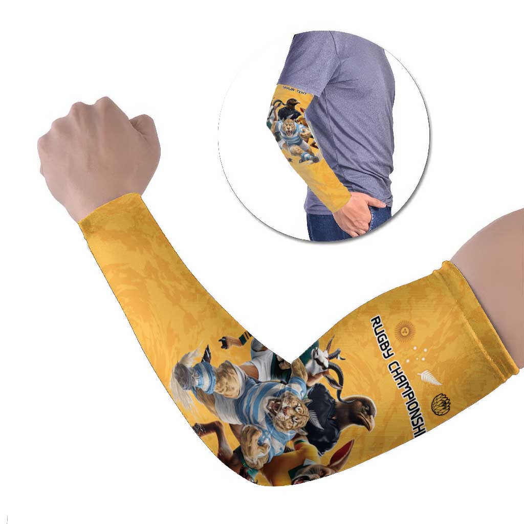 Custom Rugby Southern Hemisphere Arm Sleeves Argentina AUNZ South Africa Mascot Gold - Wonder Print Shop