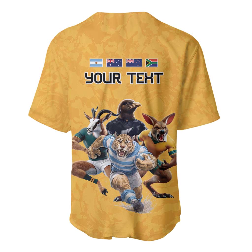 Custom Rugby Southern Hemisphere Baseball Jersey Argentina AUNZ South Africa Mascot Gold - Wonder Print Shop
