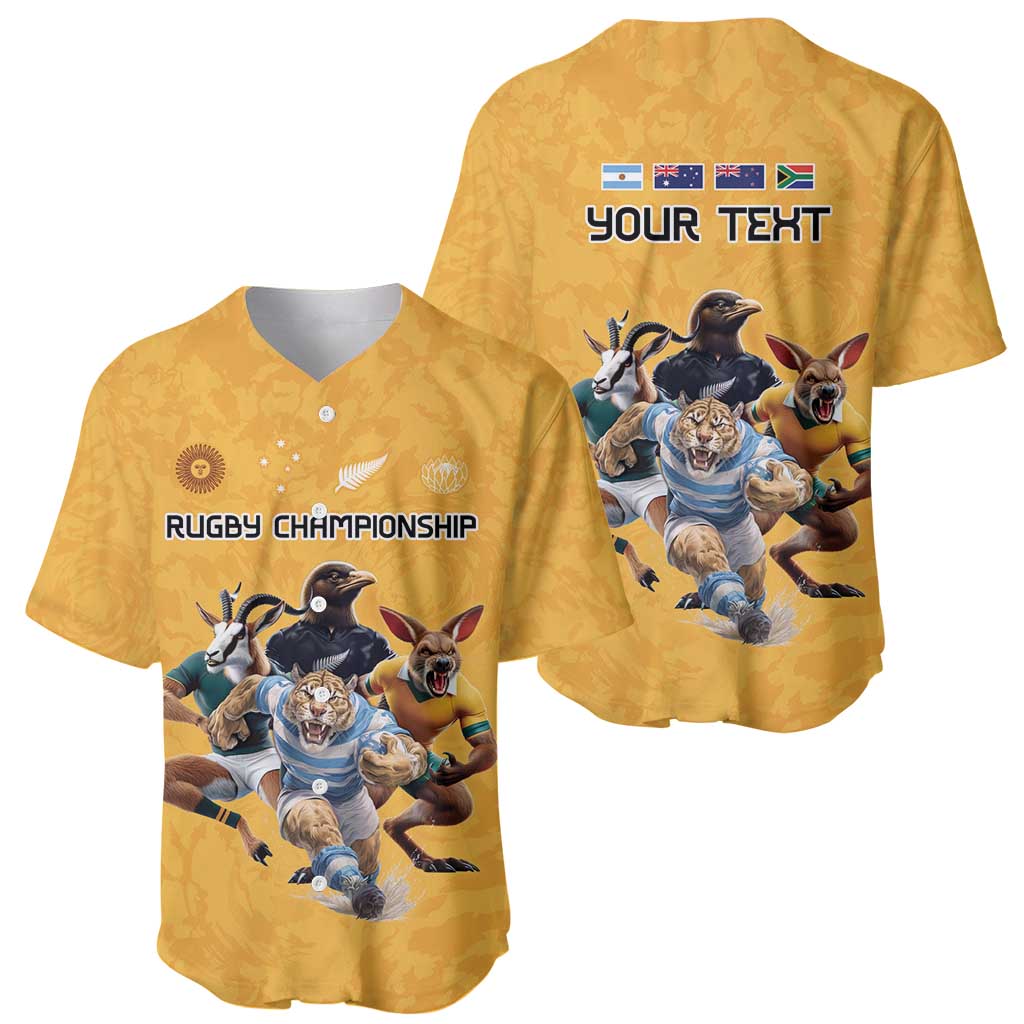 Custom Rugby Southern Hemisphere Baseball Jersey Argentina AUNZ South Africa Mascot Gold - Wonder Print Shop