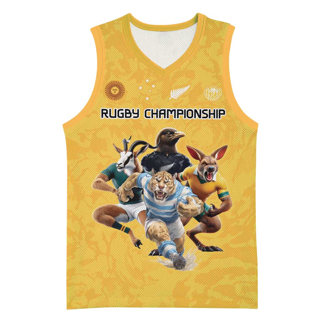 Custom Rugby Southern Hemisphere Basketball Jersey Argentina AUNZ South Africa Mascot Gold - Wonder Print Shop