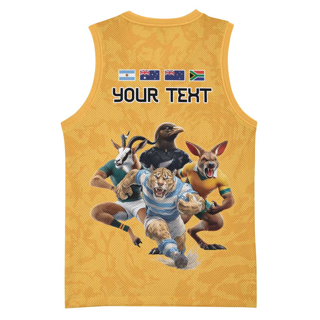 Custom Rugby Southern Hemisphere Basketball Jersey Argentina AUNZ South Africa Mascot Gold - Wonder Print Shop