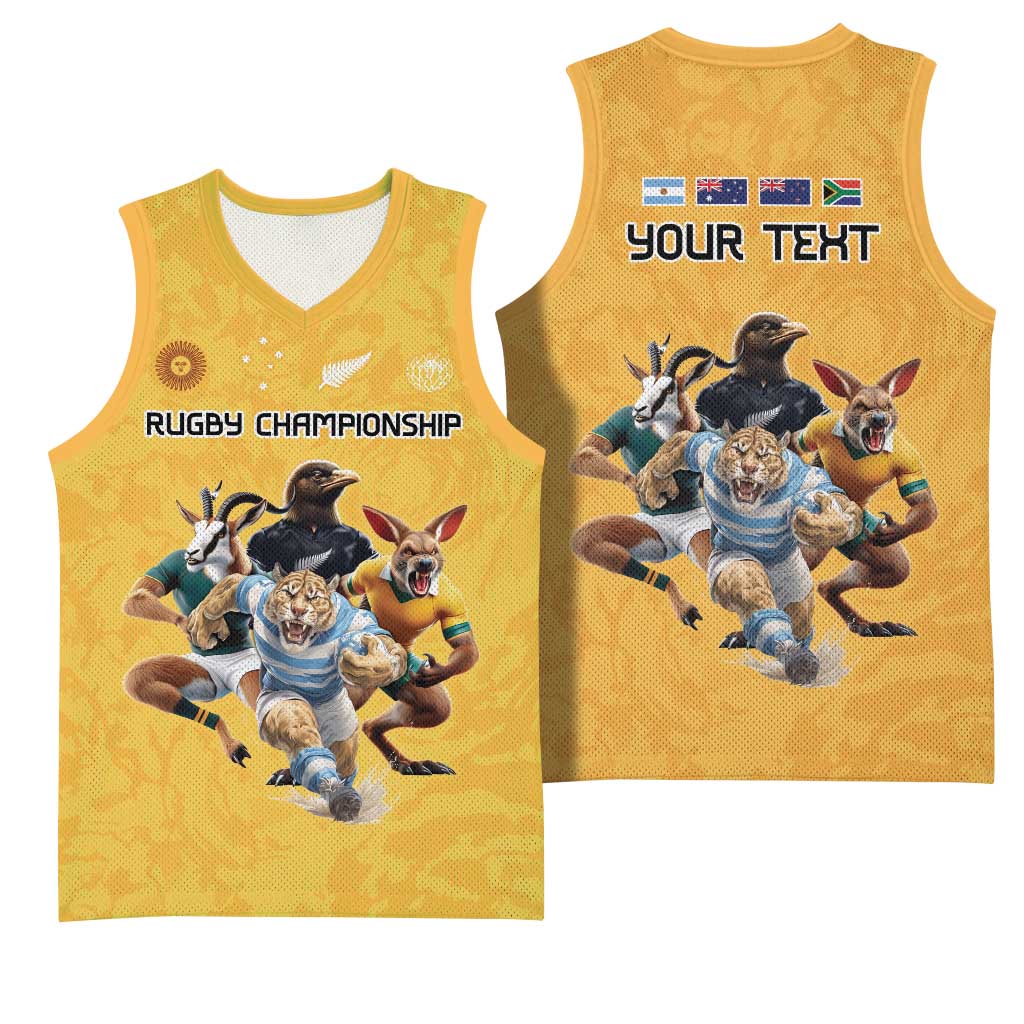 Custom Rugby Southern Hemisphere Basketball Jersey Argentina AUNZ South Africa Mascot Gold - Wonder Print Shop