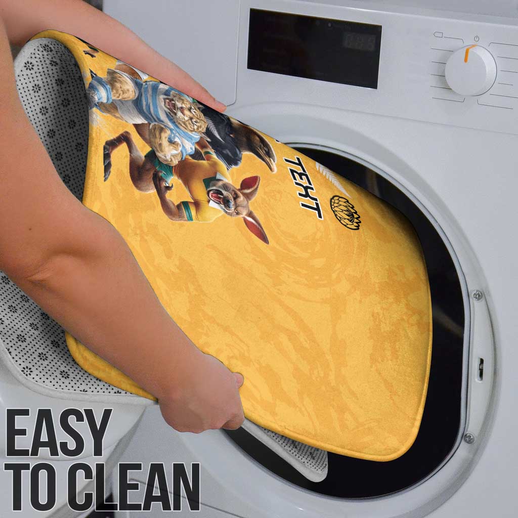 Custom Rugby Southern Hemisphere Bathroom Set Argentina AUNZ South Africa Mascot Gold - Wonder Print Shop