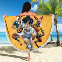 Custom Rugby Southern Hemisphere Beach Blanket Argentina AUNZ South Africa Mascot Gold - Wonder Print Shop