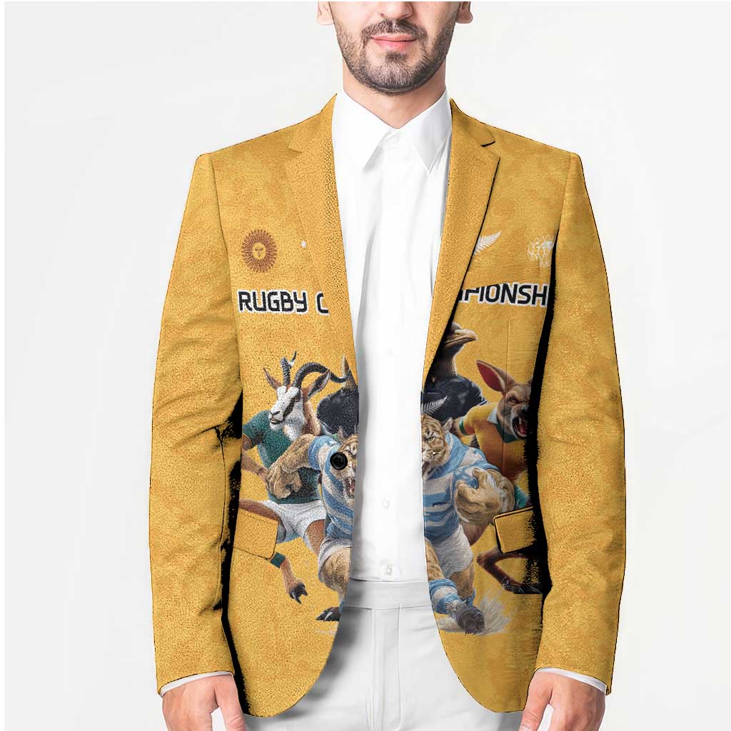 Custom Rugby Southern Hemisphere Blazer Argentina AUNZ South Africa Mascot Gold - Wonder Print Shop