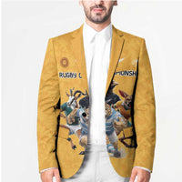 Custom Rugby Southern Hemisphere Blazer Argentina AUNZ South Africa Mascot Gold - Wonder Print Shop