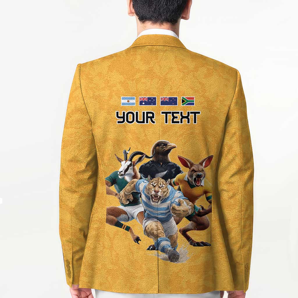 Custom Rugby Southern Hemisphere Blazer Argentina AUNZ South Africa Mascot Gold - Wonder Print Shop