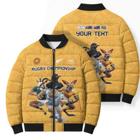 Custom Rugby Southern Hemisphere Bomber Puffer Jacket Argentina AUNZ South Africa Mascot Gold - Wonder Print Shop