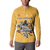 Custom Rugby Southern Hemisphere Button Sweatshirt Argentina AUNZ South Africa Mascot Gold - Wonder Print Shop
