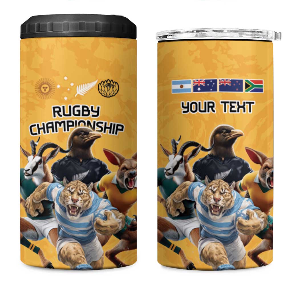 Custom Rugby Southern Hemisphere 4 in 1 Can Cooler Tumbler Argentina AUNZ South Africa Mascot Gold - Wonder Print Shop