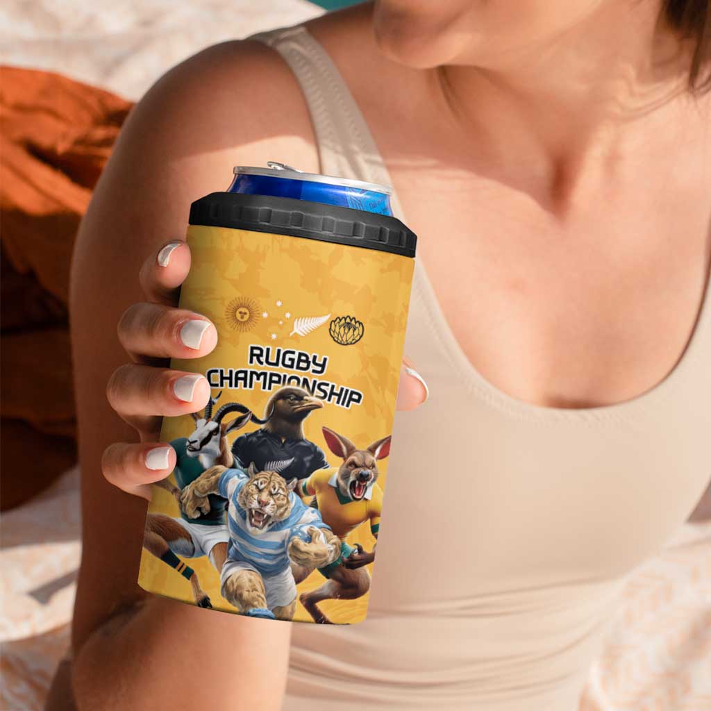 Custom Rugby Southern Hemisphere 4 in 1 Can Cooler Tumbler Argentina AUNZ South Africa Mascot Gold - Wonder Print Shop