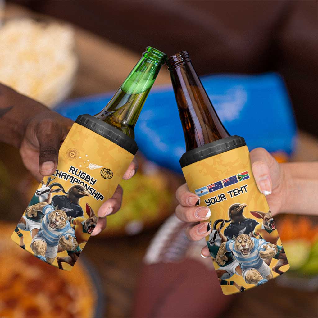 Custom Rugby Southern Hemisphere 4 in 1 Can Cooler Tumbler Argentina AUNZ South Africa Mascot Gold - Wonder Print Shop