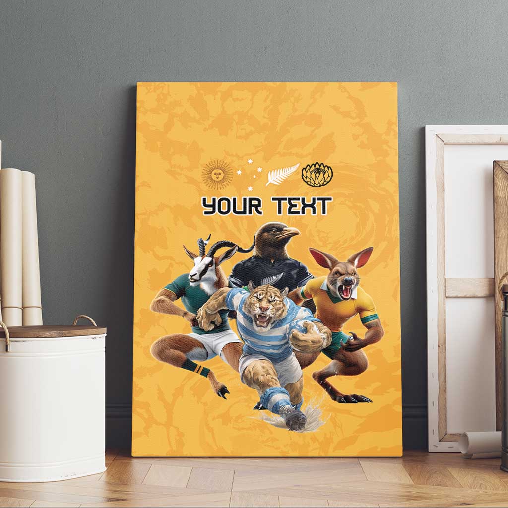 Custom Rugby Southern Hemisphere Canvas Wall Art Argentina AUNZ South Africa Mascot Gold - Wonder Print Shop