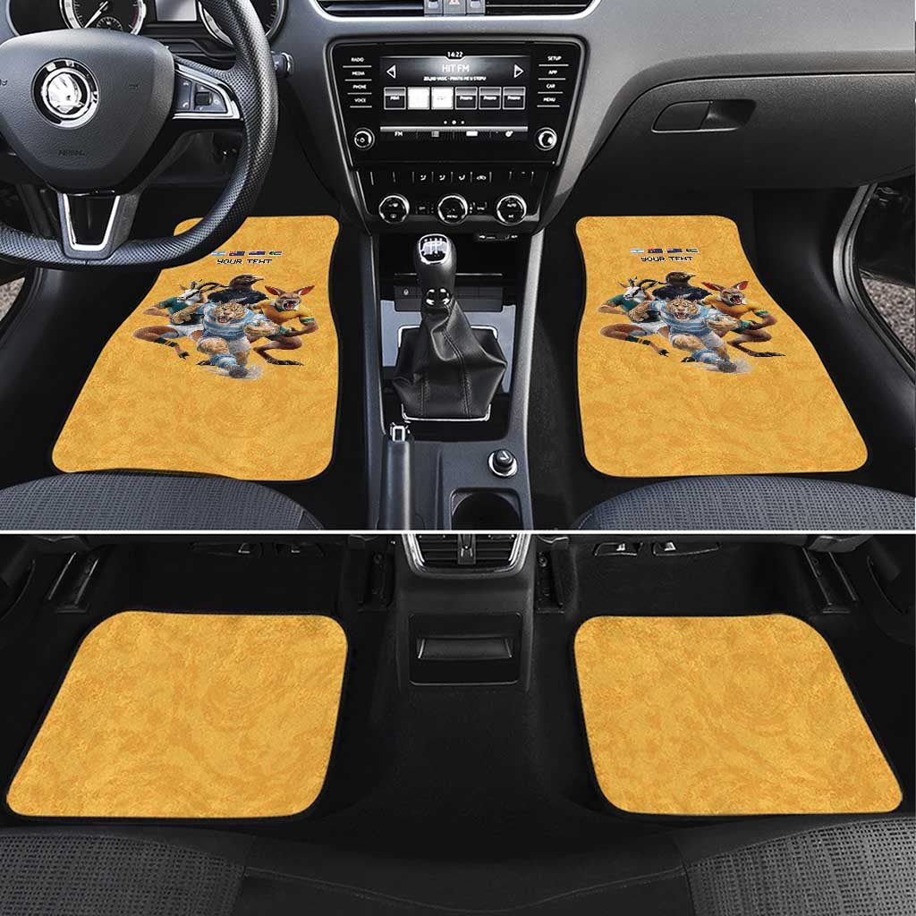 Custom Rugby Southern Hemisphere Car Mats Argentina AUNZ South Africa Mascot Gold - Wonder Print Shop