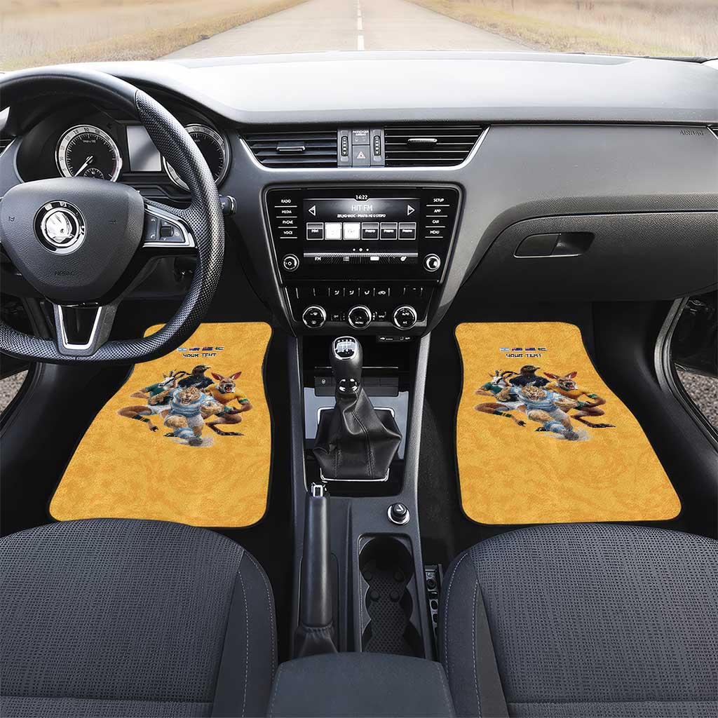 Custom Rugby Southern Hemisphere Car Mats Argentina AUNZ South Africa Mascot Gold - Wonder Print Shop