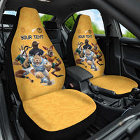 Custom Rugby Southern Hemisphere Car Seat Cover Argentina AUNZ South Africa Mascot Gold - Wonder Print Shop