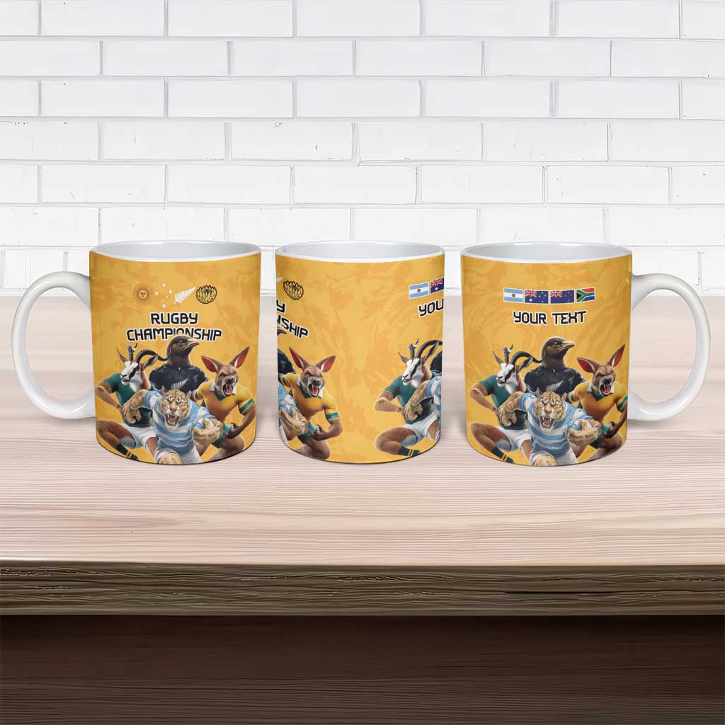 Custom Rugby Southern Hemisphere Ceramic Mug Argentina AUNZ South Africa Mascot Gold - Wonder Print Shop