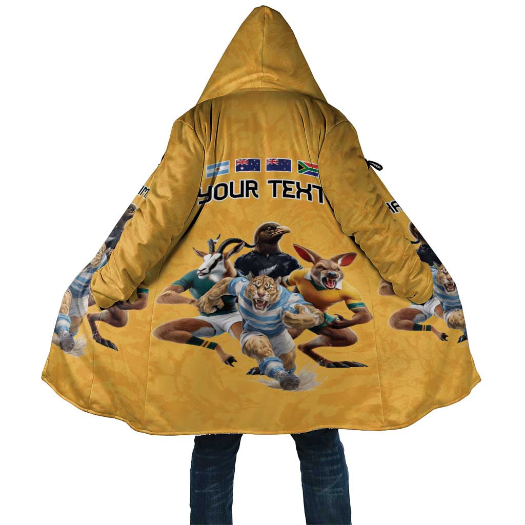 Custom Rugby Southern Hemisphere Cloak Argentina AUNZ South Africa Mascot Gold - Wonder Print Shop