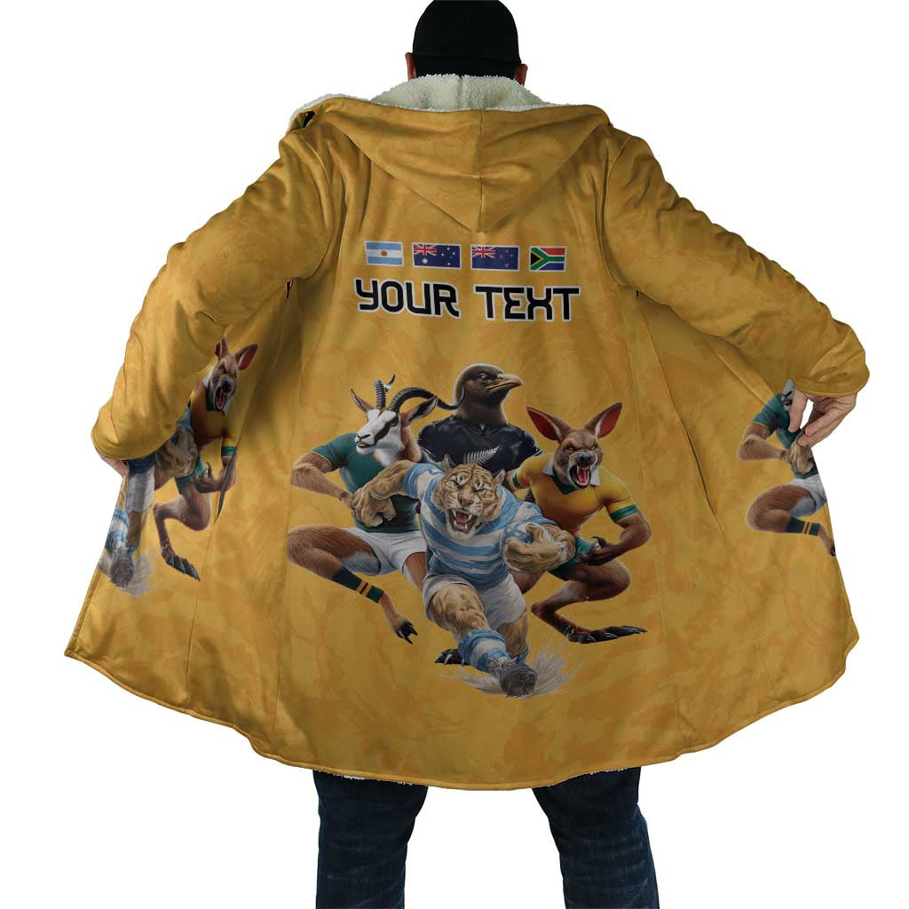 Custom Rugby Southern Hemisphere Cloak Argentina AUNZ South Africa Mascot Gold - Wonder Print Shop