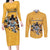 Custom Rugby Southern Hemisphere Couples Matching Long Sleeve Bodycon Dress and Long Sleeve Button Shirt Argentina AUNZ South Africa Mascot Gold - Wonder Print Shop