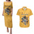 Custom Rugby Southern Hemisphere Couples Matching Puletasi and Hawaiian Shirt Argentina AUNZ South Africa Mascot Gold - Wonder Print Shop