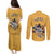 Custom Rugby Southern Hemisphere Couples Matching Puletasi and Long Sleeve Button Shirt Argentina AUNZ South Africa Mascot Gold - Wonder Print Shop