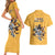 Custom Rugby Southern Hemisphere Couples Matching Short Sleeve Bodycon Dress and Hawaiian Shirt Argentina AUNZ South Africa Mascot Gold - Wonder Print Shop