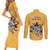Custom Rugby Southern Hemisphere Couples Matching Short Sleeve Bodycon Dress and Long Sleeve Button Shirt Argentina AUNZ South Africa Mascot Gold - Wonder Print Shop