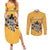 Custom Rugby Southern Hemisphere Couples Matching Summer Maxi Dress and Long Sleeve Button Shirt Argentina AUNZ South Africa Mascot Gold - Wonder Print Shop