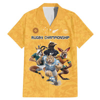 Custom Rugby Southern Hemisphere Family Matching Mermaid Dress and Hawaiian Shirt Argentina AUNZ South Africa Mascot Gold - Wonder Print Shop