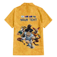 Custom Rugby Southern Hemisphere Family Matching Mermaid Dress and Hawaiian Shirt Argentina AUNZ South Africa Mascot Gold - Wonder Print Shop