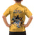 Custom Rugby Southern Hemisphere Family Matching Off The Shoulder Long Sleeve Dress and Hawaiian Shirt Argentina AUNZ South Africa Mascot Gold - Wonder Print Shop