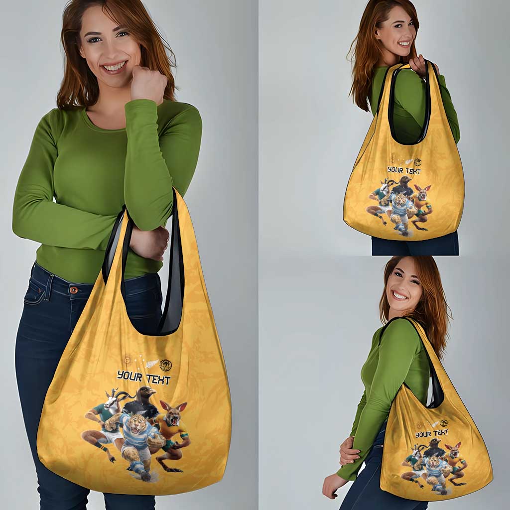 Custom Rugby Southern Hemisphere Grocery Bag Argentina AUNZ South Africa Mascot Gold - Wonder Print Shop