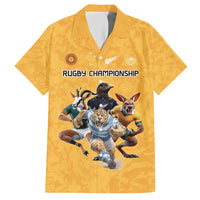 Custom Rugby Southern Hemisphere Hawaiian Shirt Argentina AUNZ South Africa Mascot Gold - Wonder Print Shop